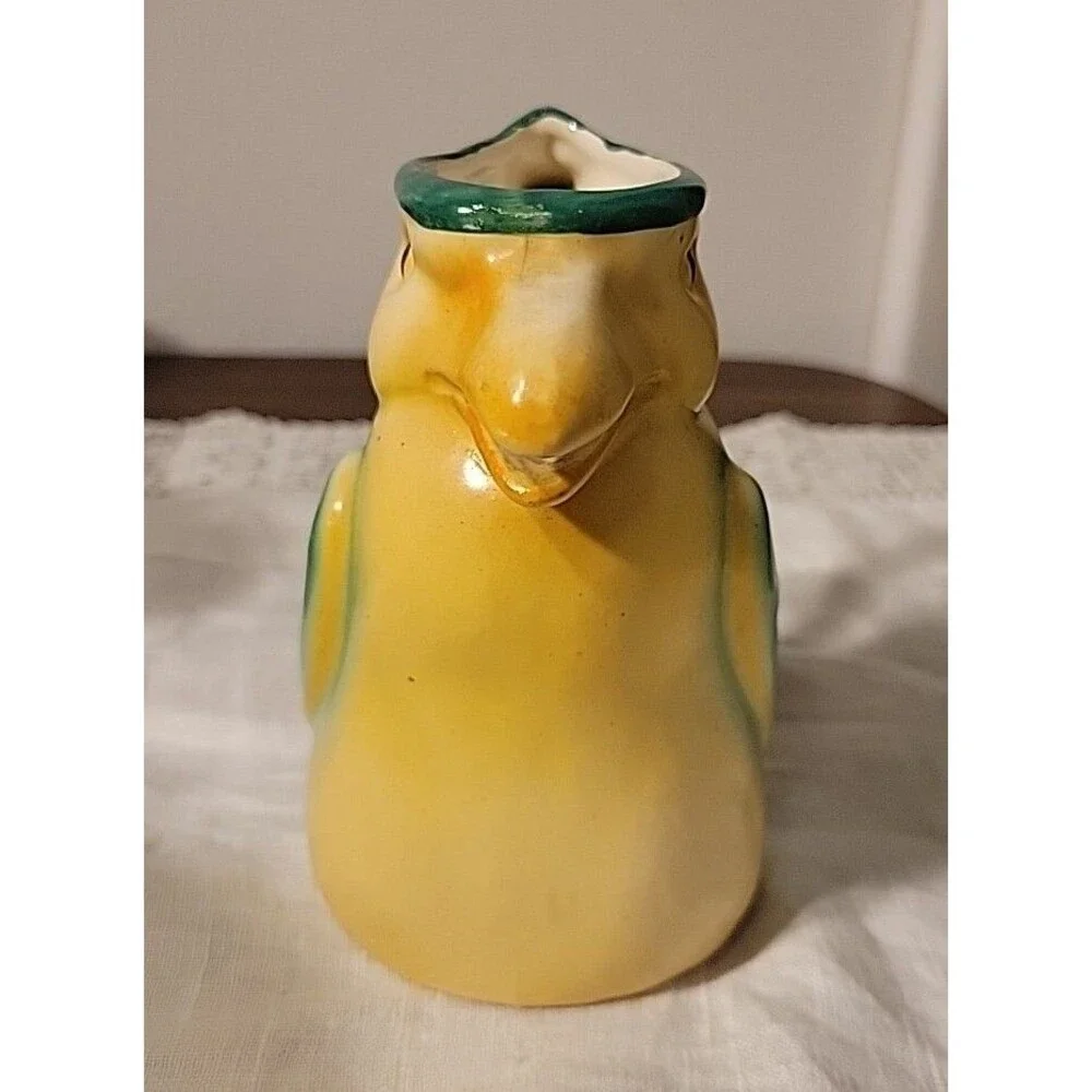 Antique Art Deco Cream Pitcher Parrot Jug Creamer Bird Slovakia Pottery Export